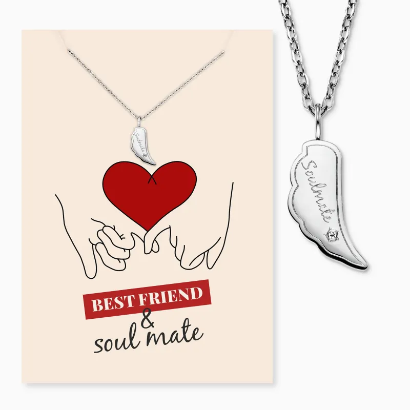 Grußkarte Soulmate mit Halskette Edelstahl Silber sold by Engelsrufer