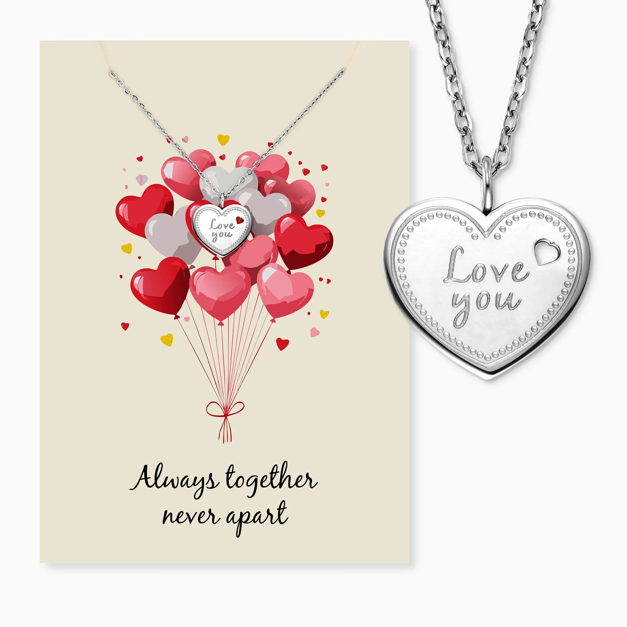 Grußkarte Love You mit Halskette Edelstahl Silber sold by Engelsrufer