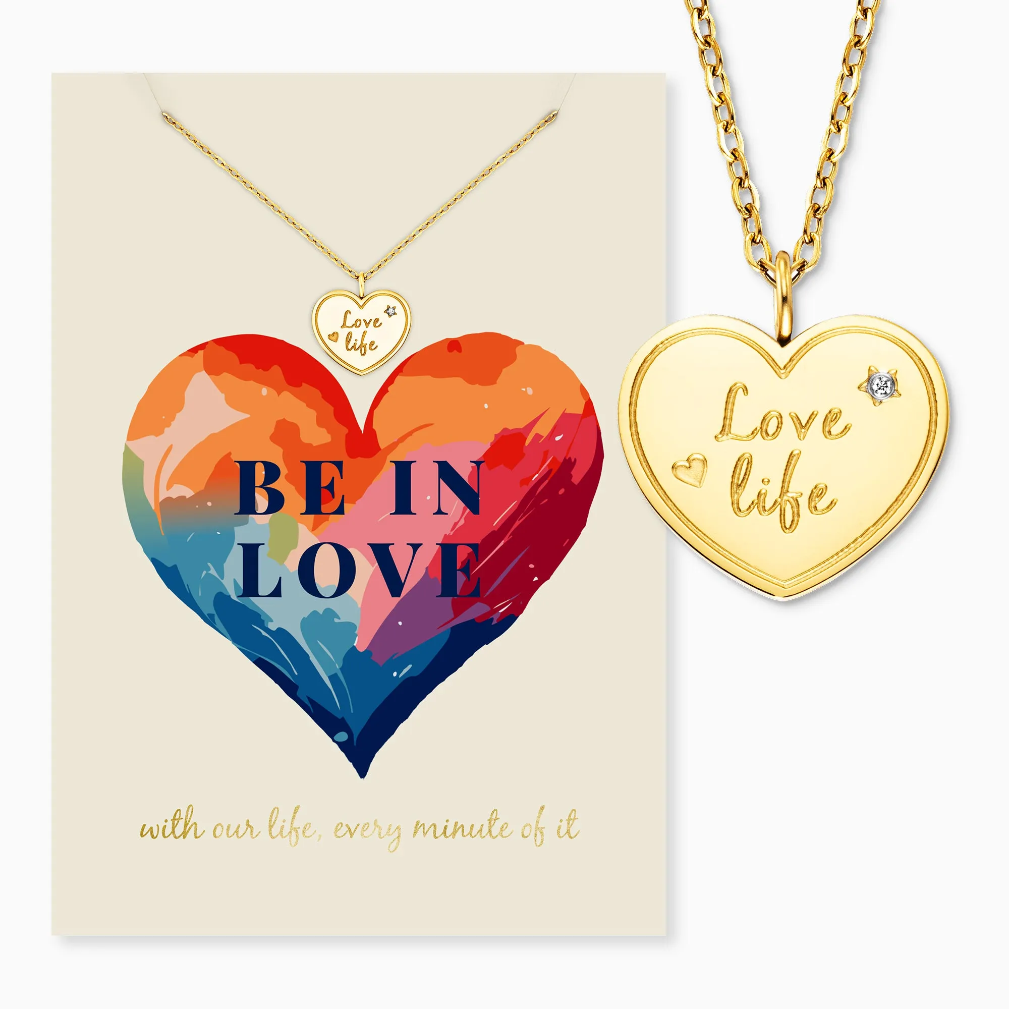 Grußkarte Love mit Halskette Edelstahl Gold sold by Engelsrufer