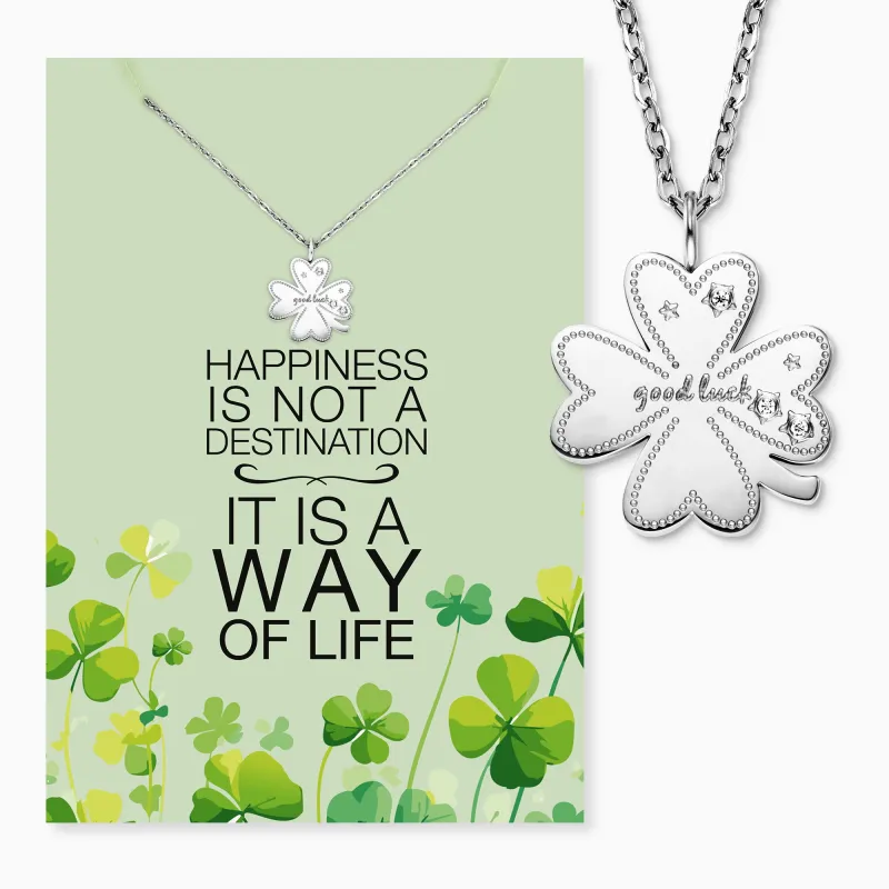Grußkarte Happiness mit Halskette Edelstahl Silber sold by Engelsrufer