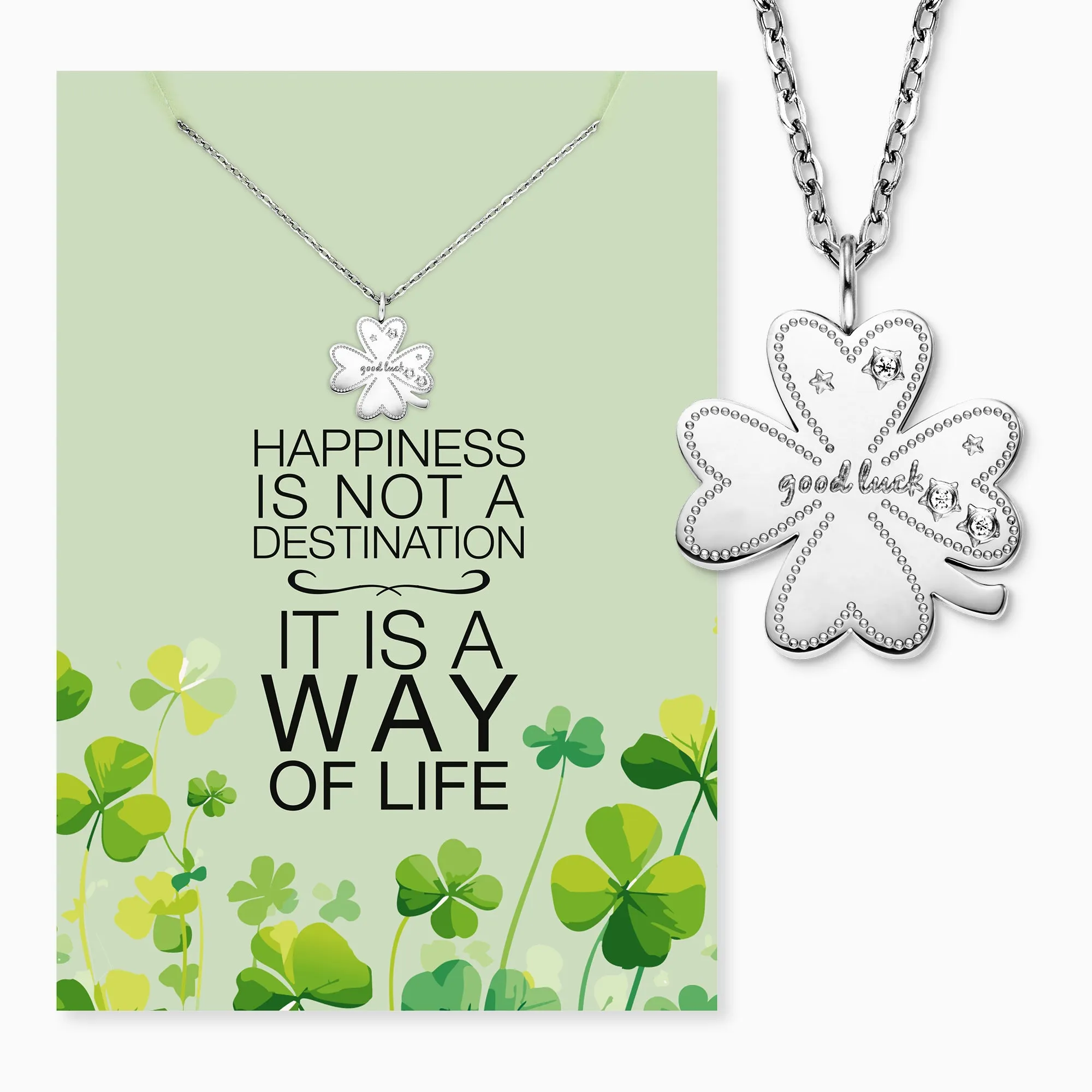 Grußkarte Happiness mit Halskette Edelstahl Silber sold by Engelsrufer