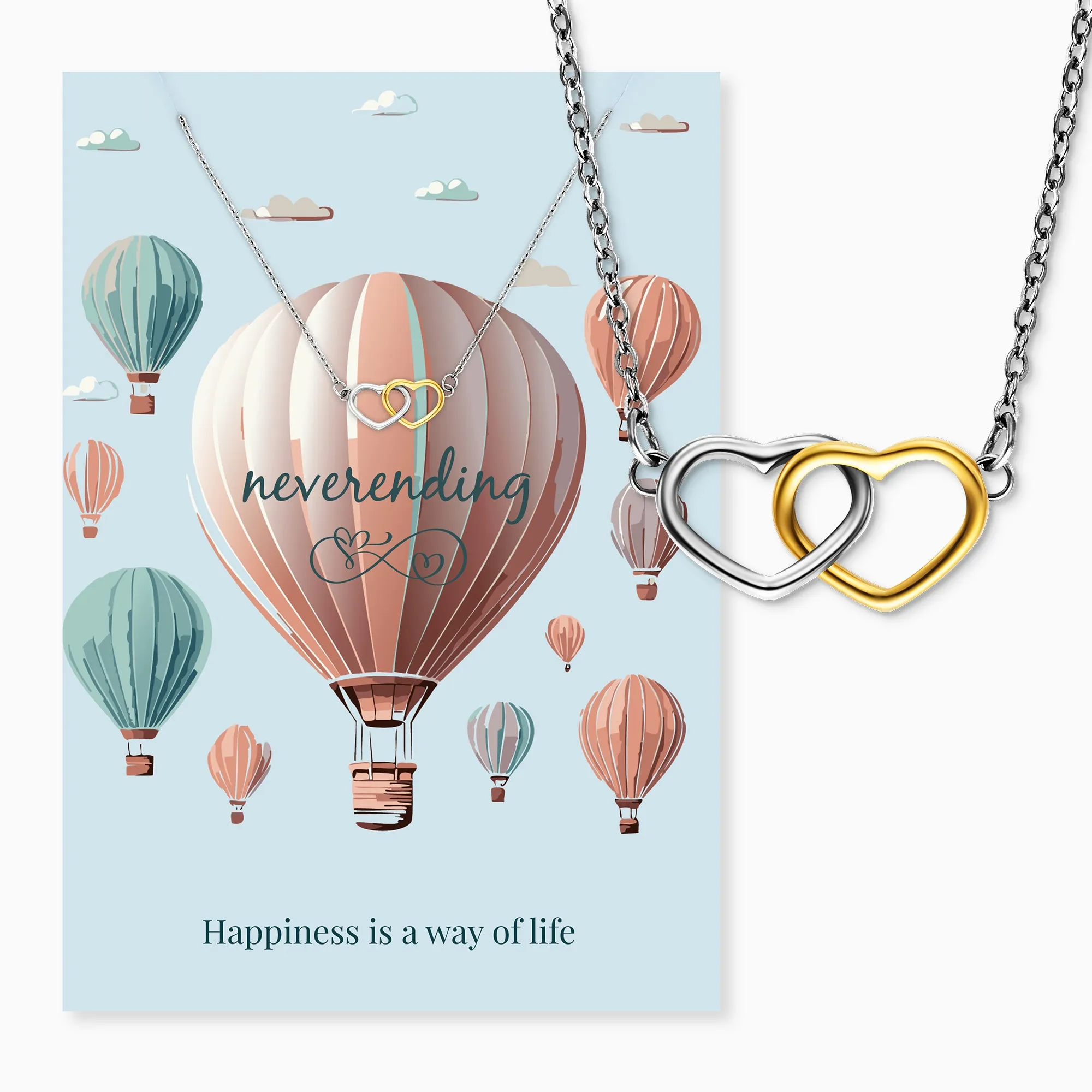 Grußkarte Neverending mit Halskette Edelstahl Bicolor sold by Engelsrufer