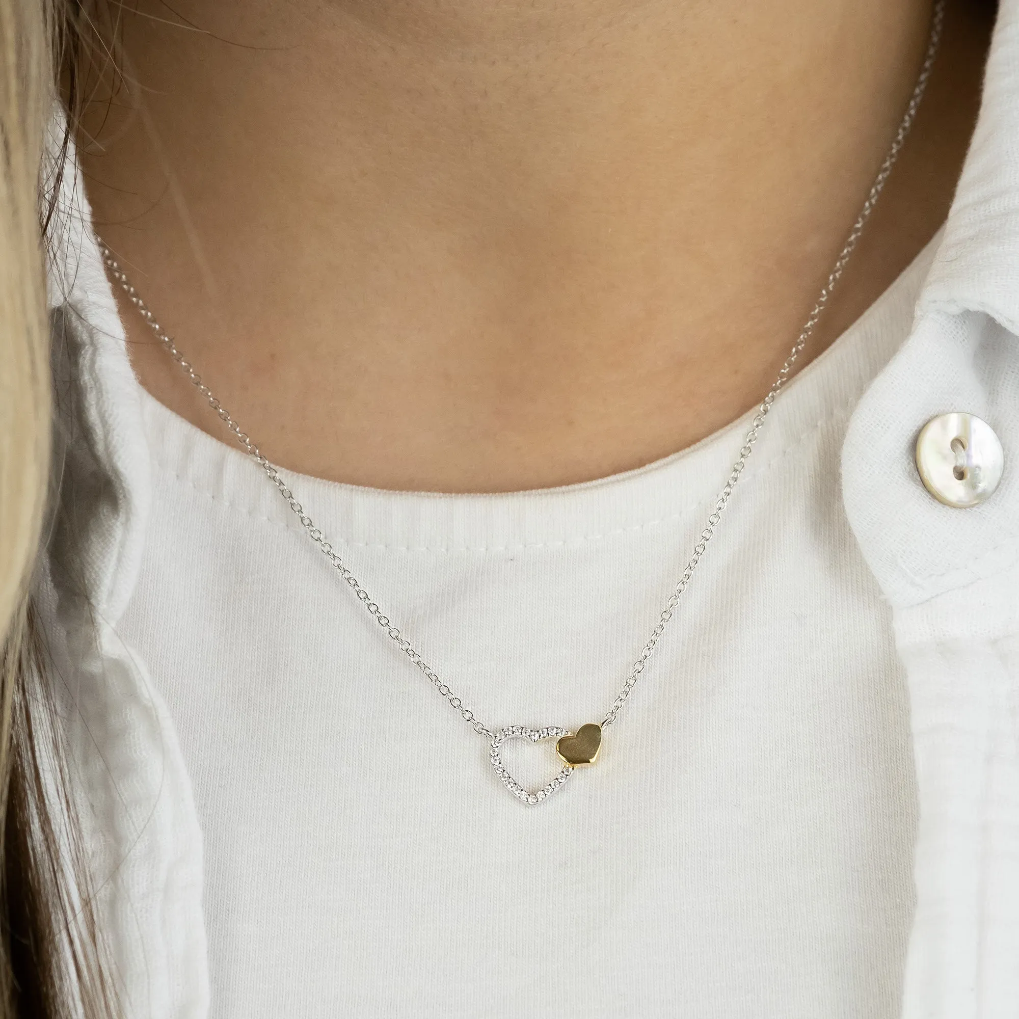 Halskette 925er Silber Herzen Bicolor mit Zirkonia sold by Engelsrufer product image thumbnail 2