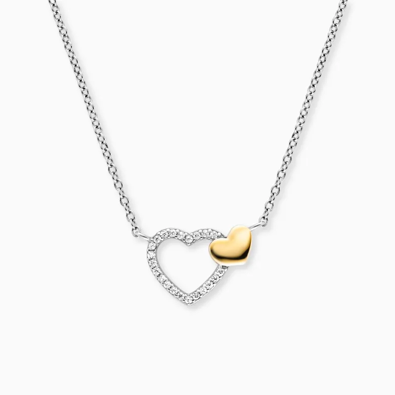 Halskette 925er Silber Herzen Bicolor mit Zirkonia sold by Engelsrufer