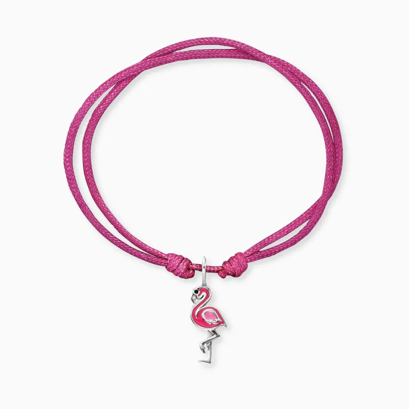 Kinder Armband Edelstahl Flamingo mit Emaille und Nylon sold by Engelsrufer