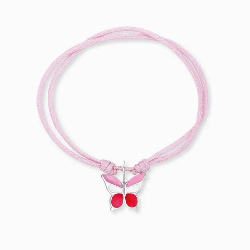 Kinder Armband Schmetterling Edelstahl mit Emaille und Nylon sold by Engelsrufer