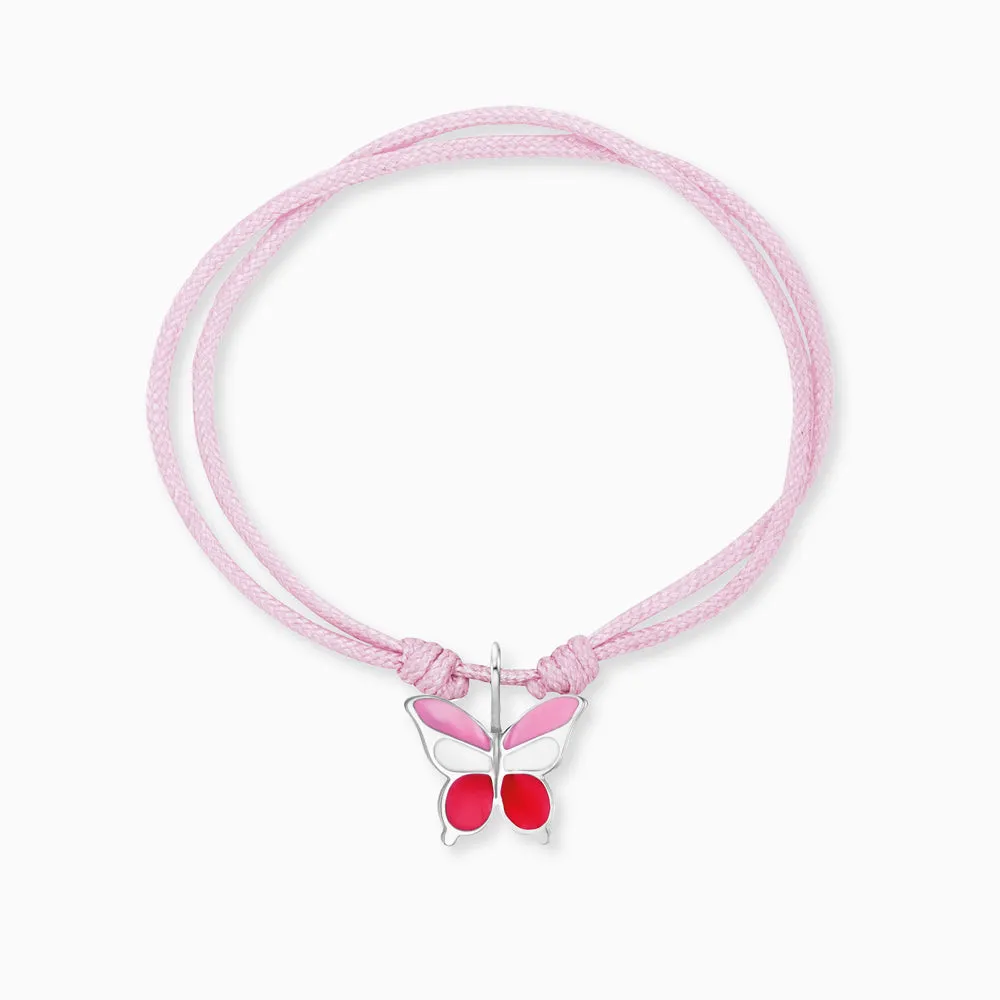 Kinder Armband Schmetterling Edelstahl mit Emaille und Nylon sold by Engelsrufer