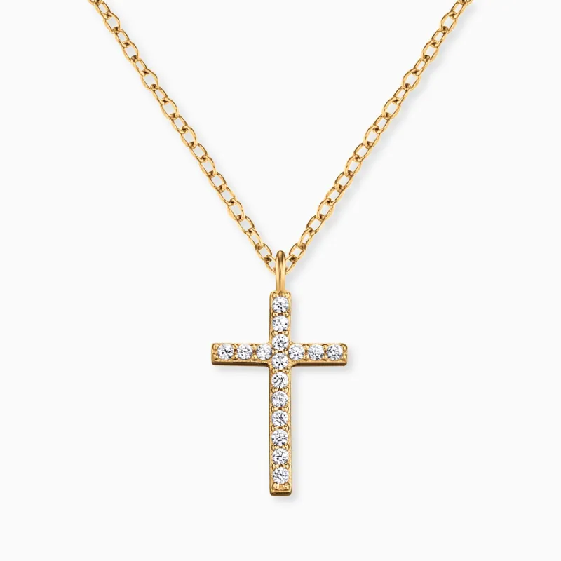 Halskette 375er Gold Kreuz mit Diamanten made by Engelsrufer