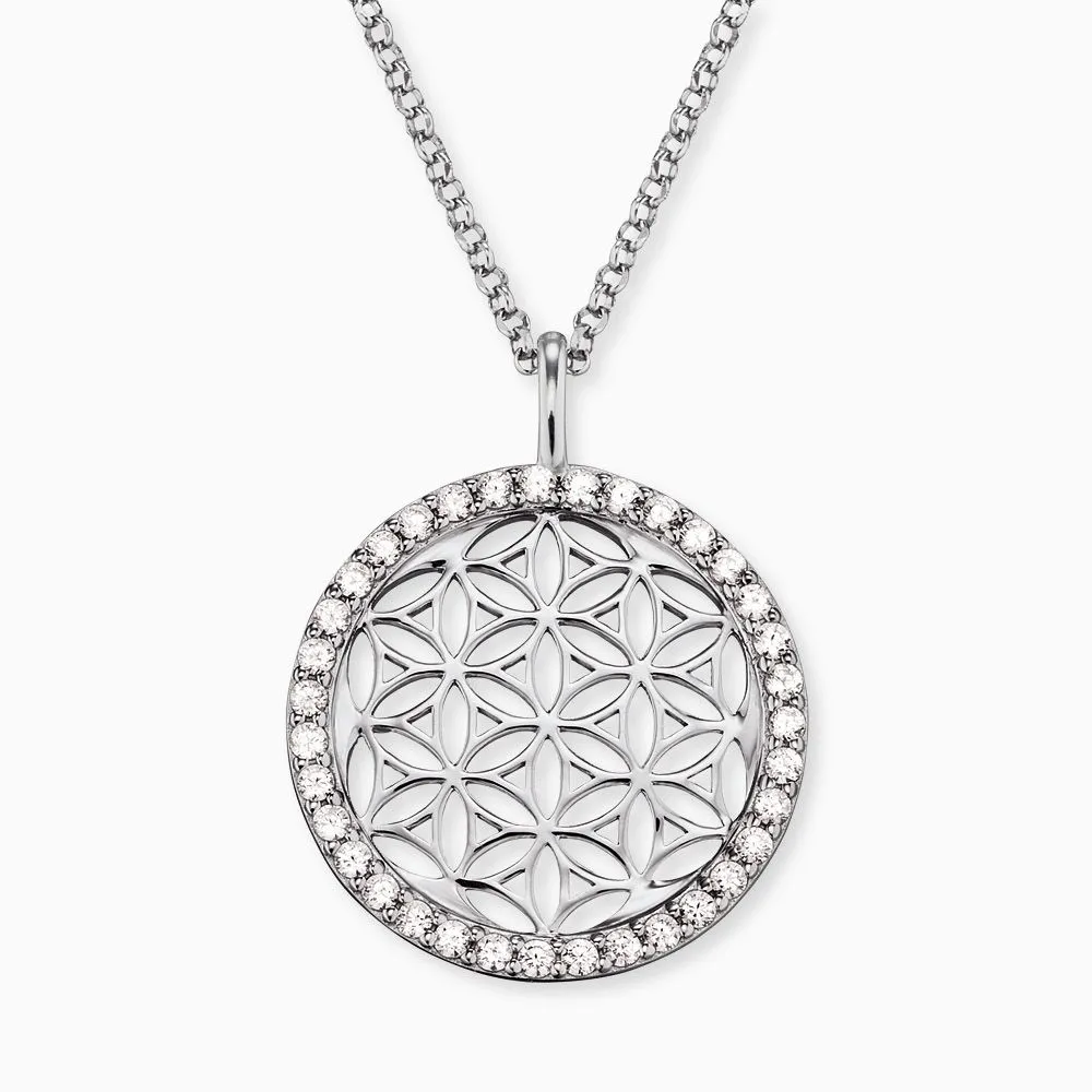 Halskette 925er Silber Lebensblume mit Zirkonia silber sold by Engelsrufer