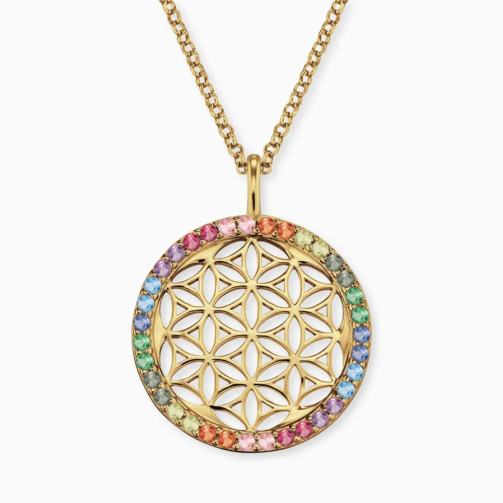 Halskette 925er Silber Lebensblume mit Zirkonia gold · multicolor sold by Engelsrufer