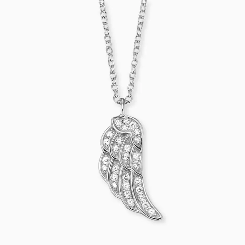 Halskette 925er Silber Flügel mit Zirkonia silber made by Engelsrufer