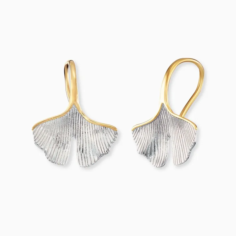 Engelsrufer Ohrhänger Ginkgo Blatt Bicolor Silber sold by Engelsrufer