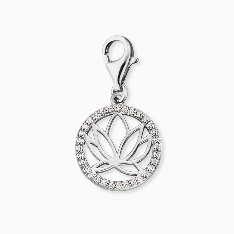 Charm 925er Silber Lotus mit Zirkonia sold by Engelsrufer