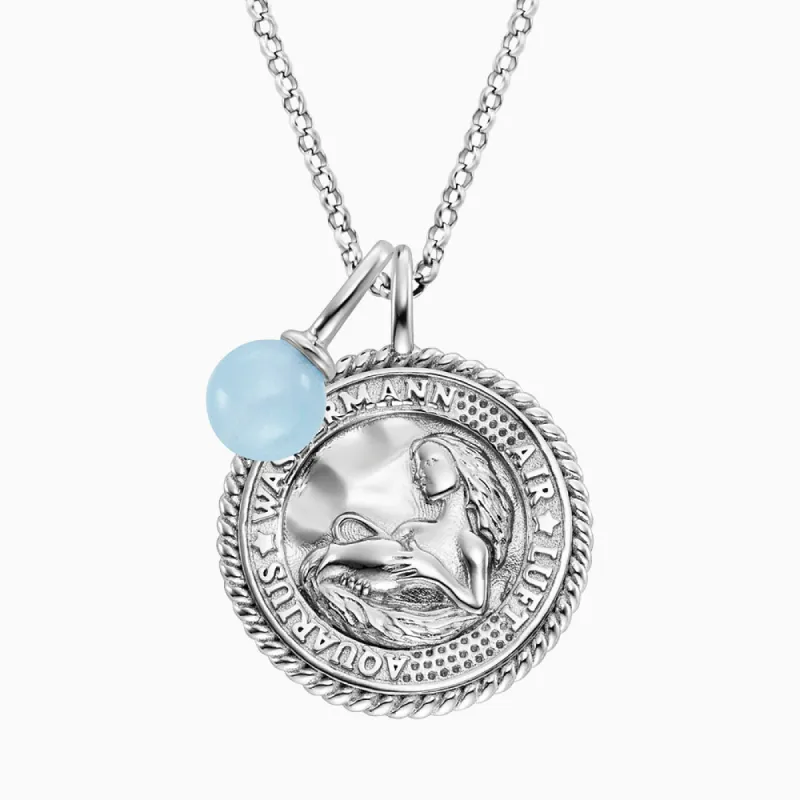 Halskette 925er Silber Wassermann mit Kraftstein Blauer Achat und Zirkonia sold by Engelsrufer