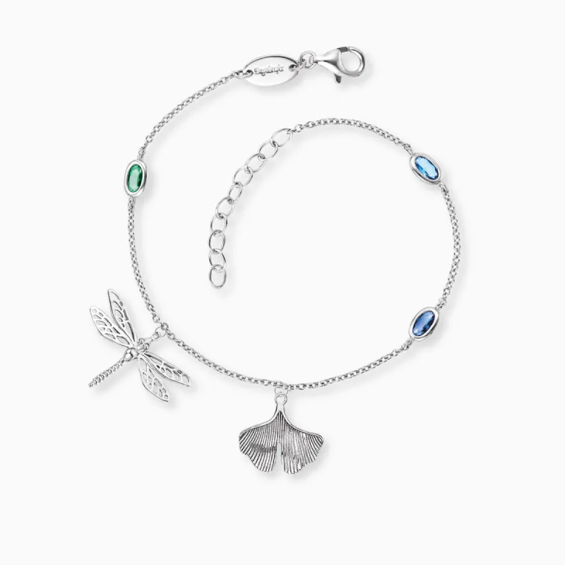 Armband 925er Silber Joy Nature Libelle und Ginkgo mit Zirkonia Multicolor sold by Engelsrufer