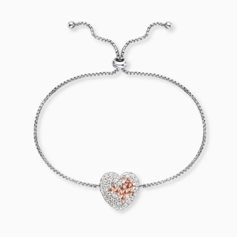 Armband 925er Silber Herz Bicolor mit Zirkonia sold by Engelsrufer