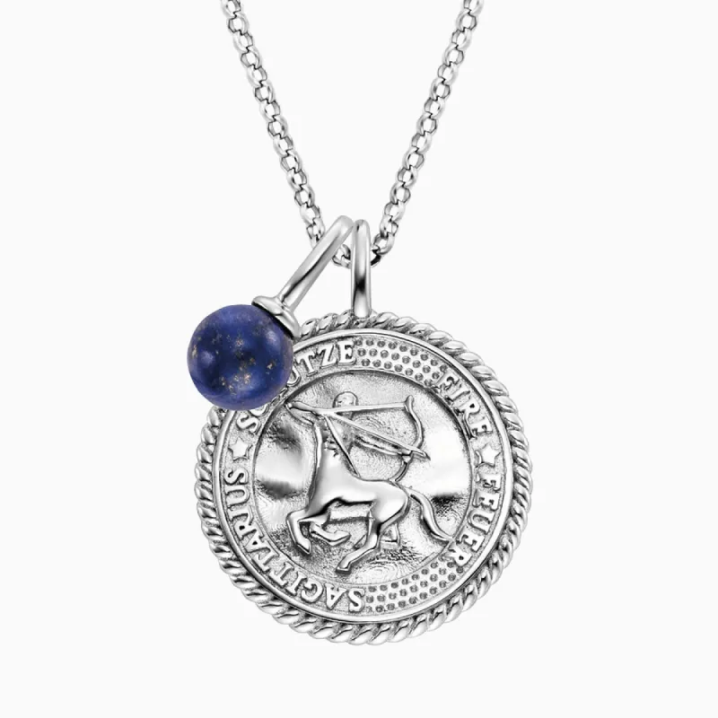 Halskette 925er Silber Schütze mit Kraftstein Lapislazuli und Zirkonia sold by Engelsrufer