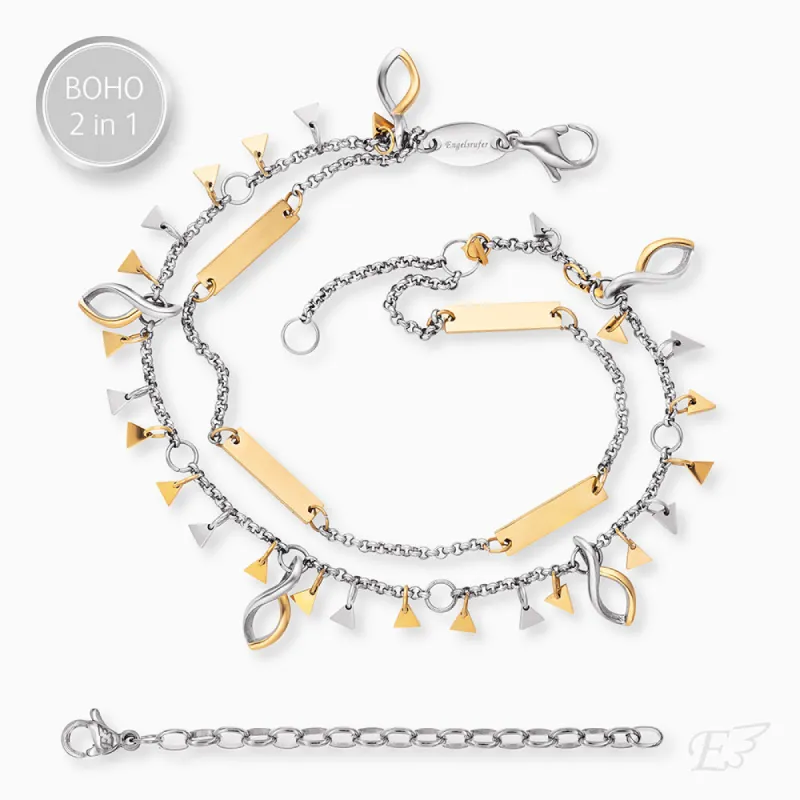 Duo 2 in 1: Armband Edelstahl BOHO Triangle Bicolor sold by Engelsrufer