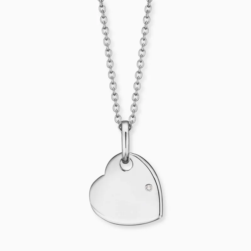 Engelsrufer Mädchen-Kinderkette Silber Herz Medaillon mit Zirkonia Gravierbar sold by Engelsrufer