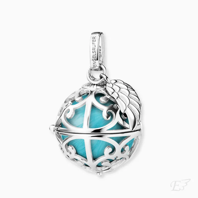 Anhänger 925er Silber Engelsrufer Flügel mit Klangkugel Perlmutt Türkis sold by Engelsrufer