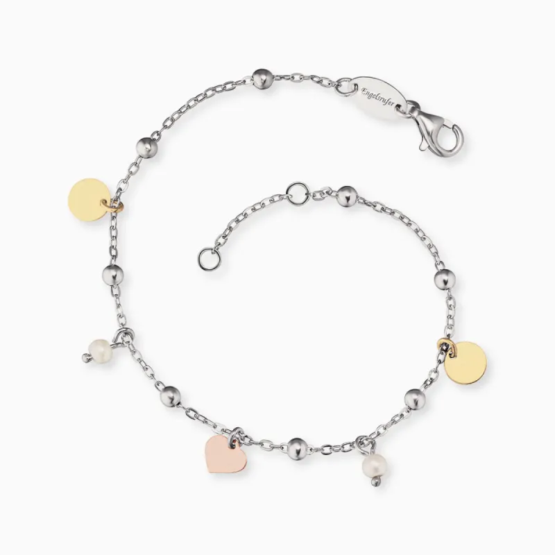 Armband 925er Silber Little Joy Tricolor mit Muschelkernperlen sold by Engelsrufer