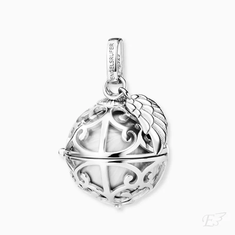 Anhänger 925er Silber Engelsrufer Flügel mit Klangkugel Perlmutt Weiß sold by Engelsrufer