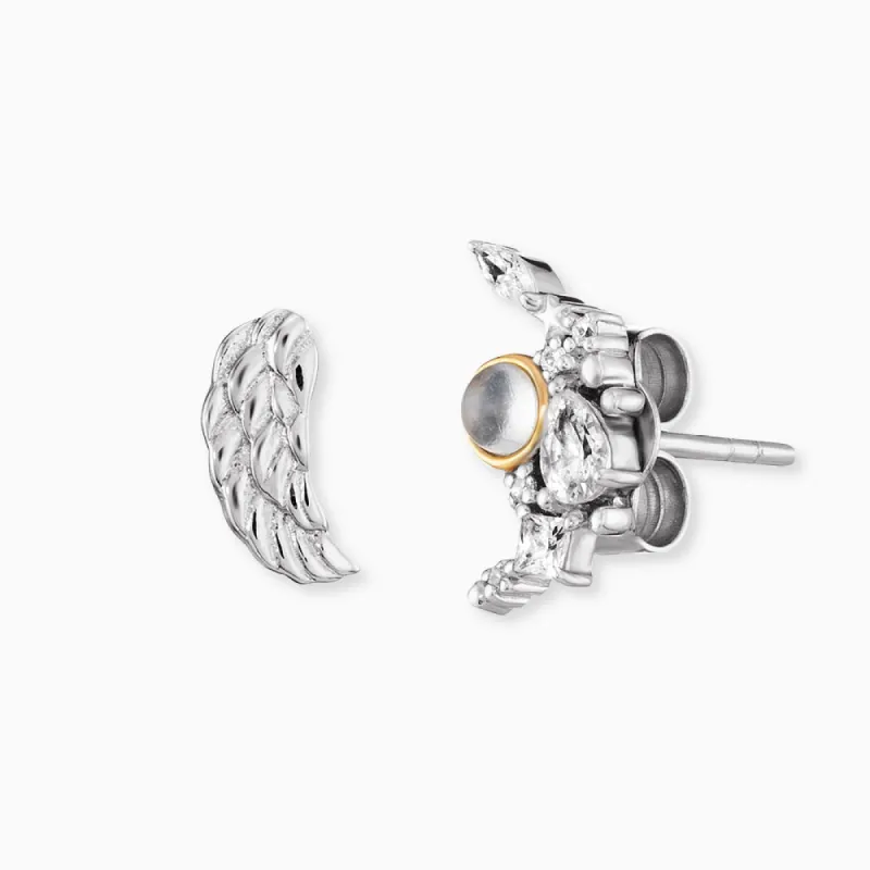 Ohrstecker 925er Silber Pure Moon Flügel Gold mit Mondstein sold by Engelsrufer