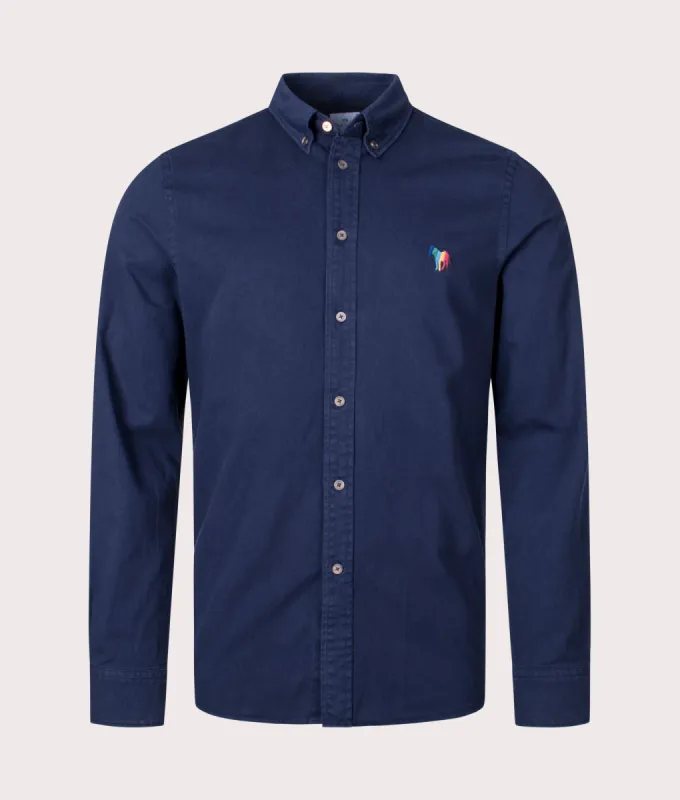 Button Down Broad Stripe Zebra Motif Shirt sold by EQVVS