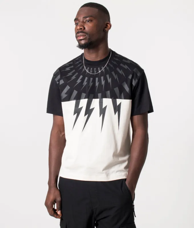 Colour Block Fair Isle Thunderbolt T-Shirt sold by EQVVS