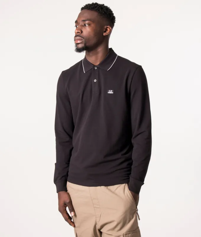 Long Sleeve Stretch Piquet Striped Collar Polo Shirt sold by EQVVS