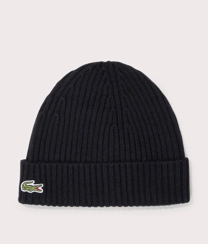 Ribbed Wool Beanie made by Lacoste