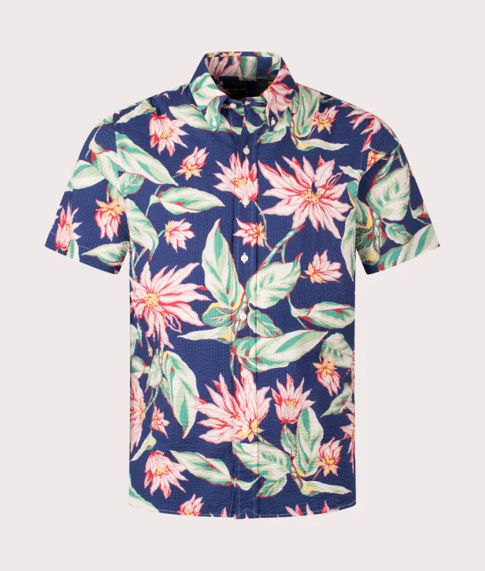 Classic Fit Floral Seersucker Shirt sold by EQVVS