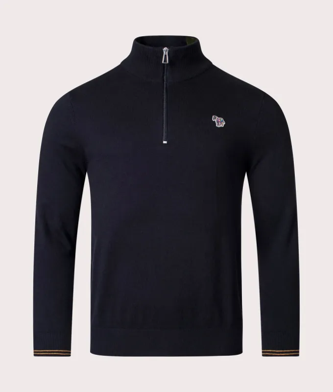 Quarter Zip Zebra Badge Knit Jumper sold by EQVVS