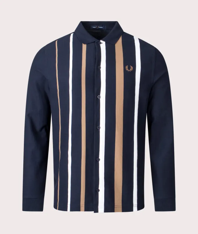 Gradient Stripe Long Sleeve Polo Shirt sold by EQVVS
