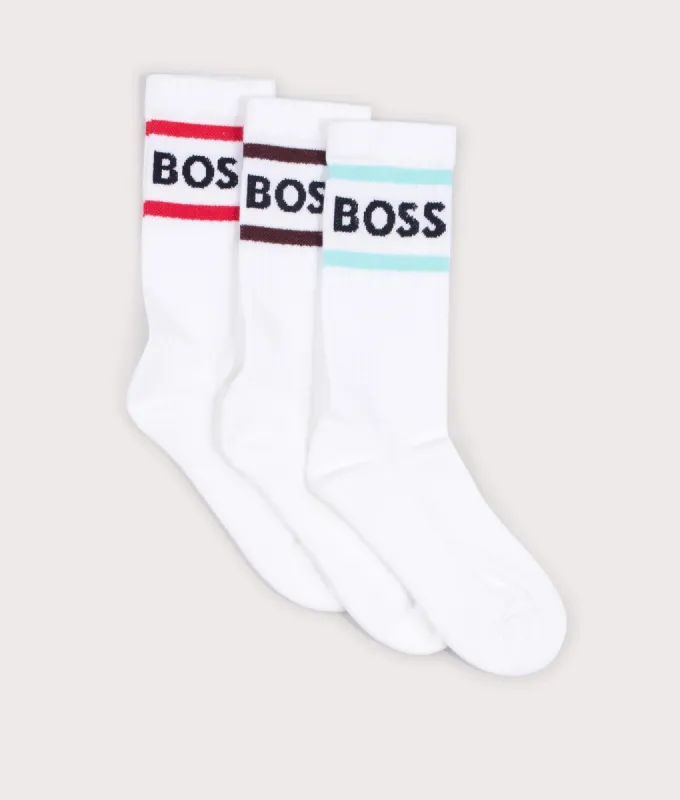 Three Pack of Short Rib Stripe Logo Socks sold by EQVVS