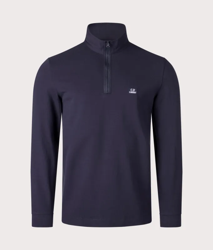 Stretch Piquet Long Sleeve Quarter Zip Polo Shirt made by C.P. Company