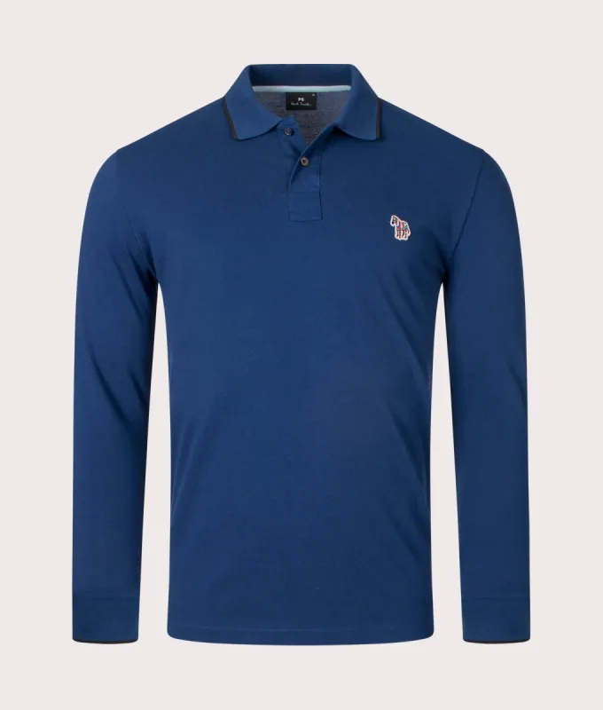 Long Sleeve Zebra Badge Polo Shirt sold by EQVVS