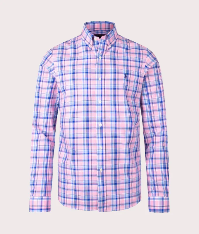 Custom Fit Gingham Stretch Poplin Shirt sold by EQVVS