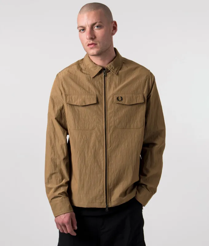 Zip Through Lightweight Textured Overshirt sold by EQVVS
