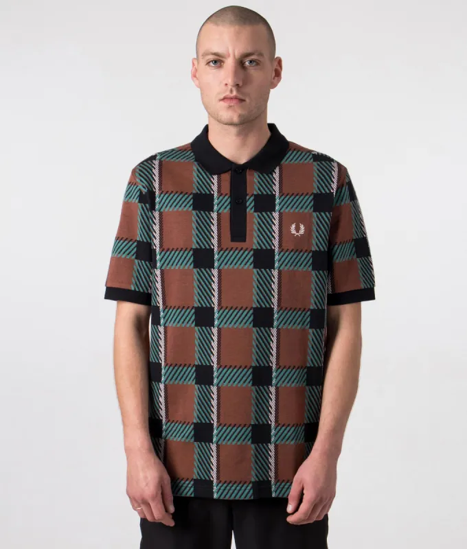 Glitch Tartan Polo Shirt made by Fred Perry