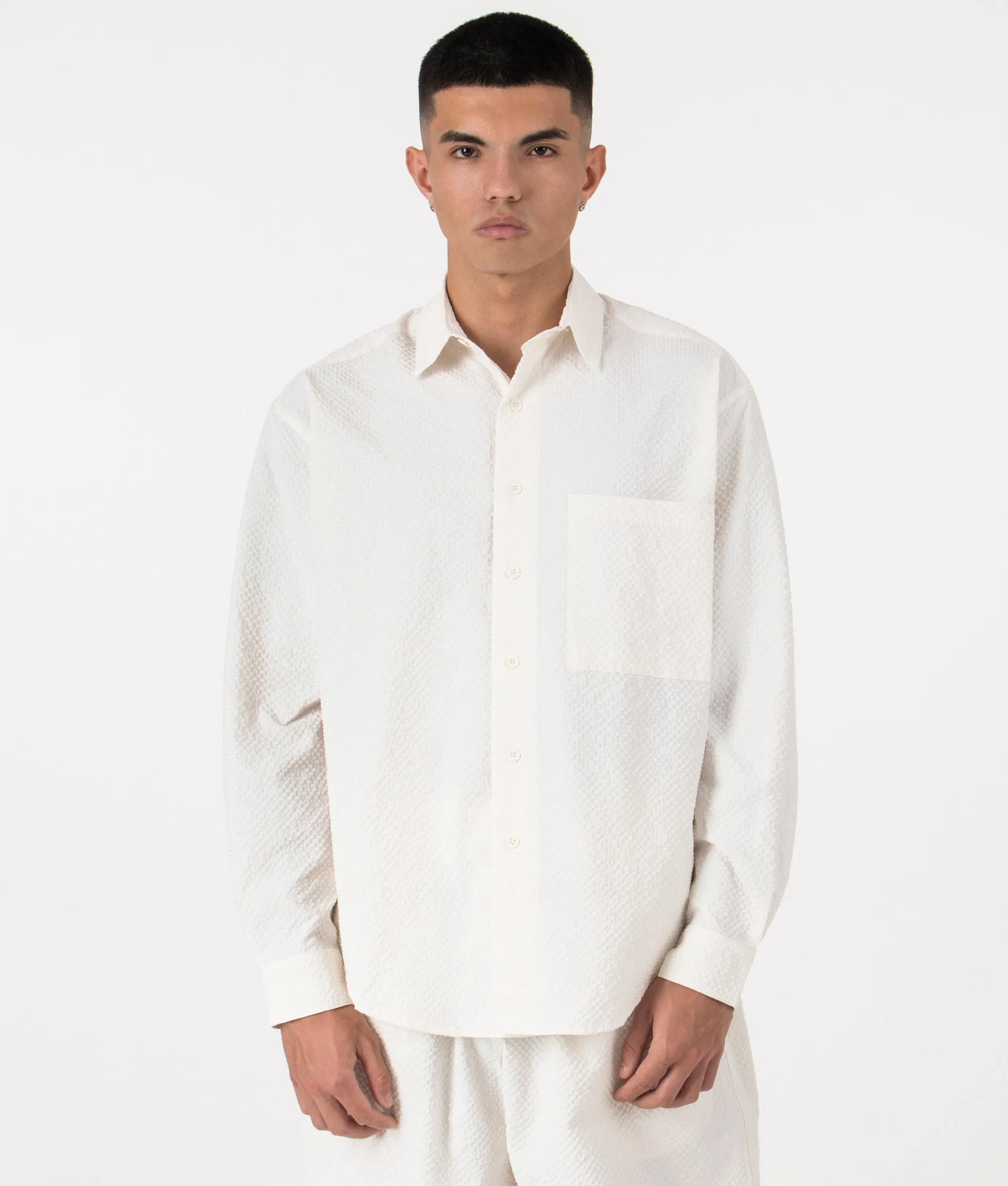 Oversized Seersucker Dress Shirt sold by EQVVS