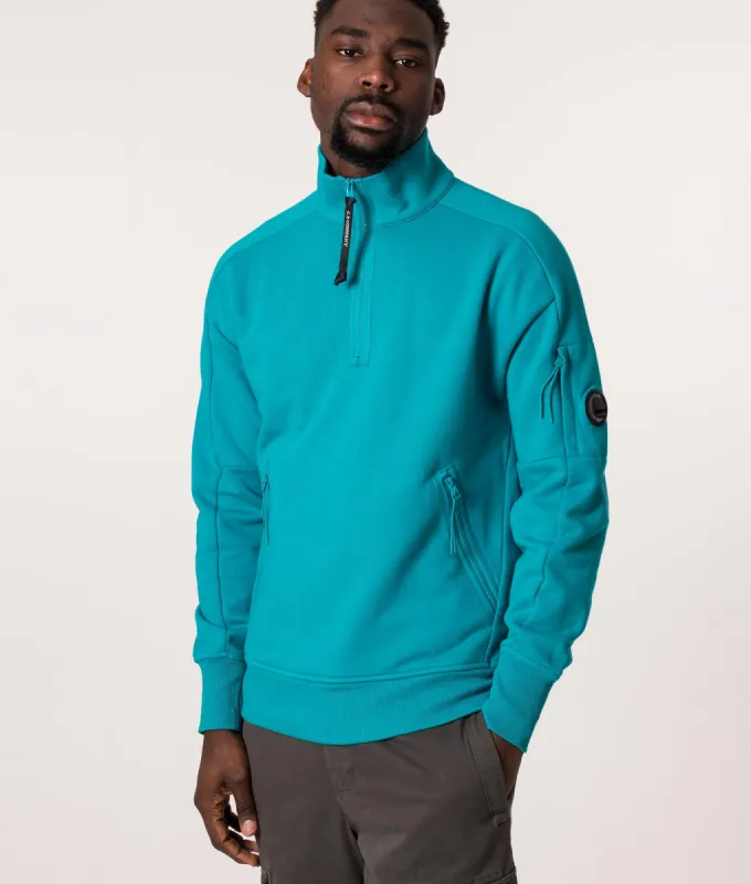 Quarter Zip Diagonal Raised Fleece Sweatshirt made by C.P. Company