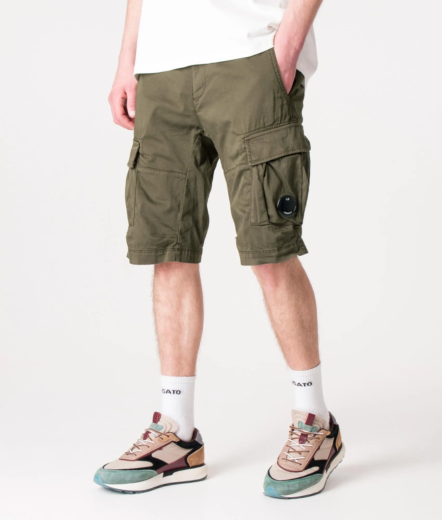 Regular Fit Stretch Sateen Cargo Shorts sold by EQVVS