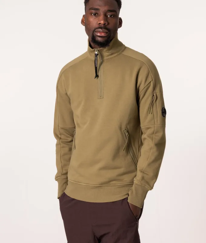 Quarter Zip Diagonal Raised Fleece Sweatshirt made by C.P. Company