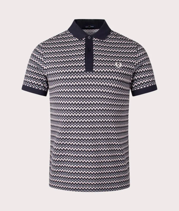 Zig Zag Print Fred Perry Polo Shirt sold by EQVVS