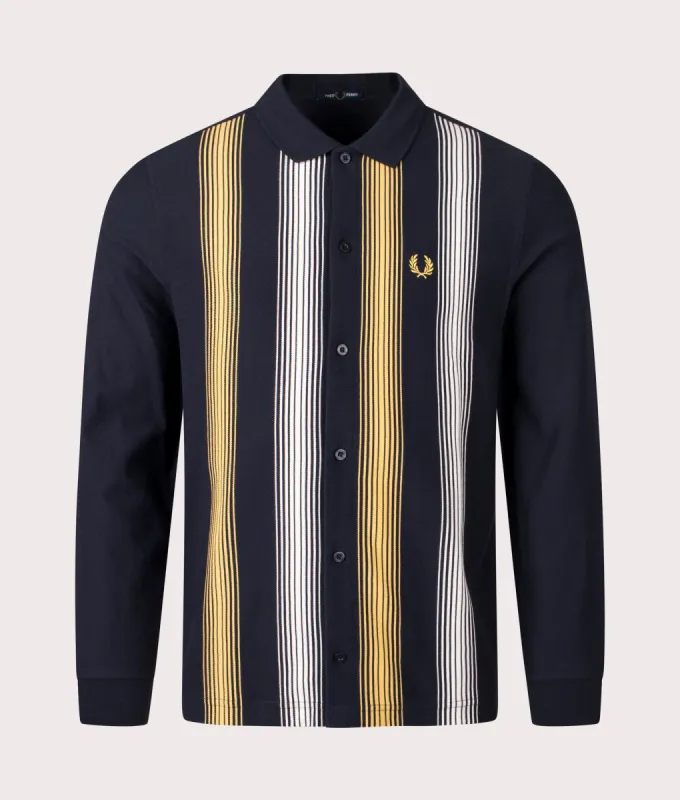 Ombre Stripe Long Sleeve Polo Shirt made by Fred Perry