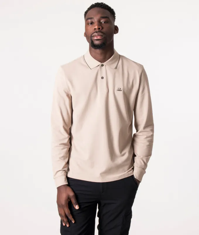 Long Sleeve Stretch Piquet Striped Collar Polo Shirt sold by EQVVS