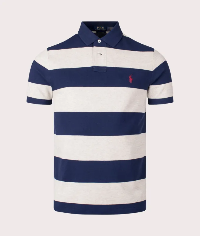 Custom Slim Fit Striped Mesh Polo Shirt sold by EQVVS