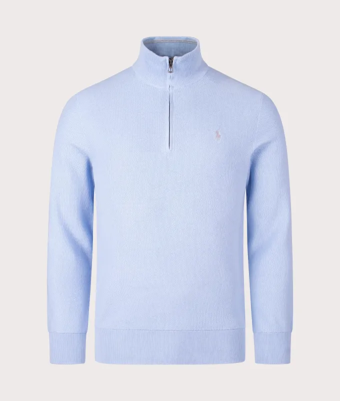 Quarter Zip Contrast Logo Knit Jumper sold by EQVVS