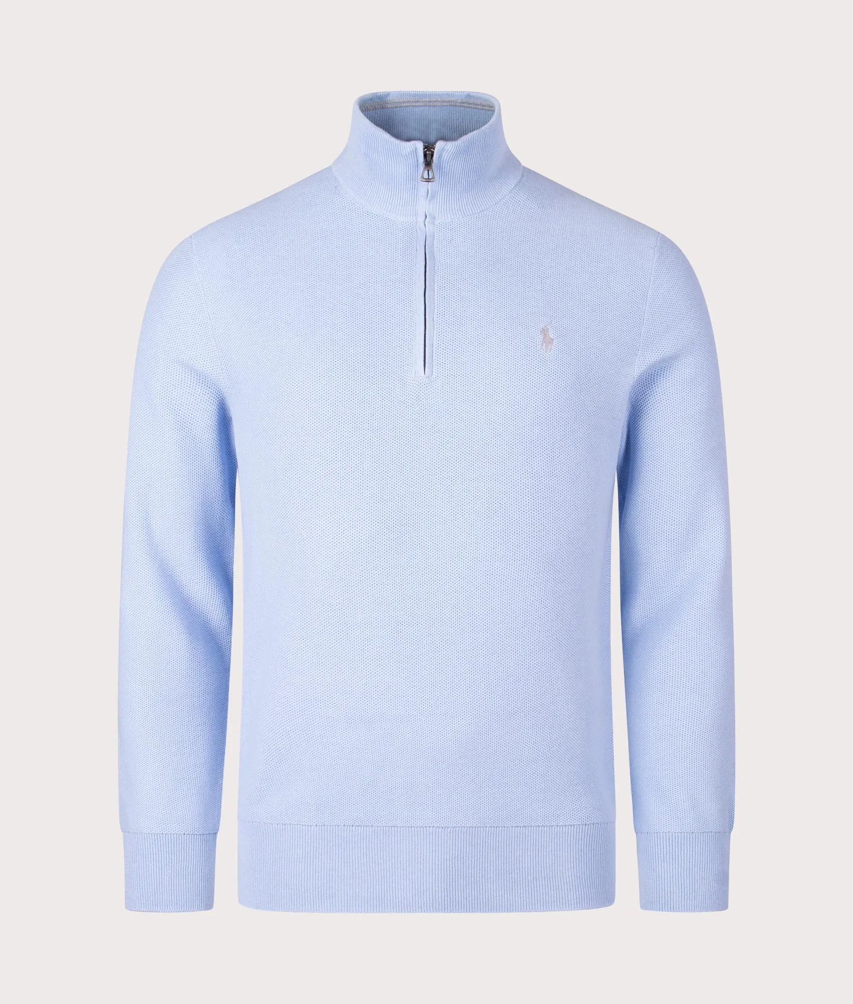 Quarter Zip Contrast Logo Knit Jumper sold by EQVVS